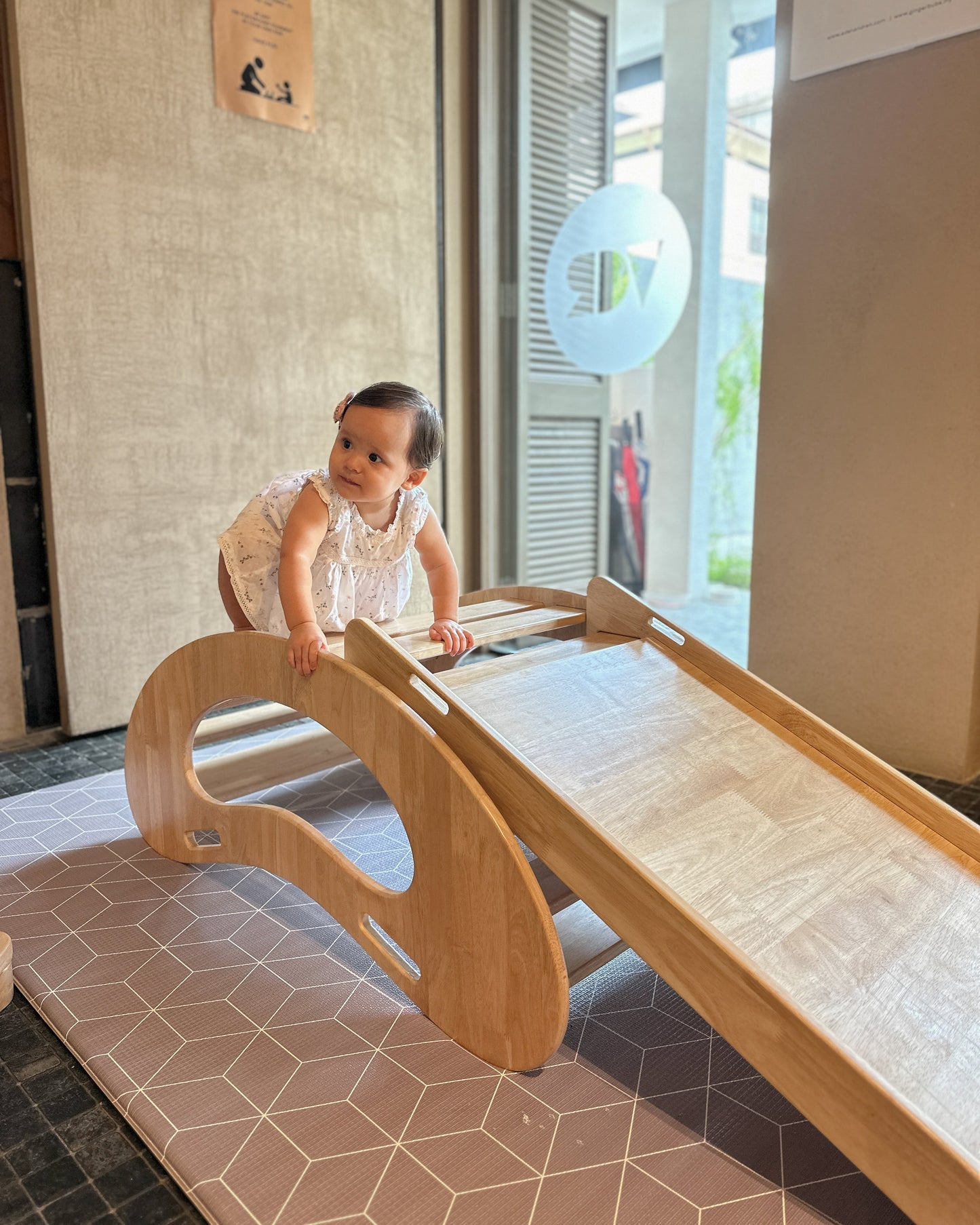Toddler climbing Tabur Arch & Slide Solid Wood Malaysia